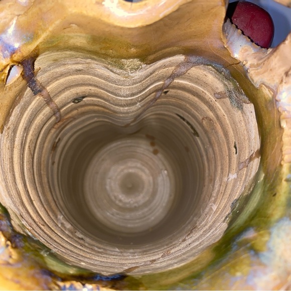 Shiwan Style Blue Glaze Majolica Large Vase w Bird Motif 11”High - Picture 9 of 11